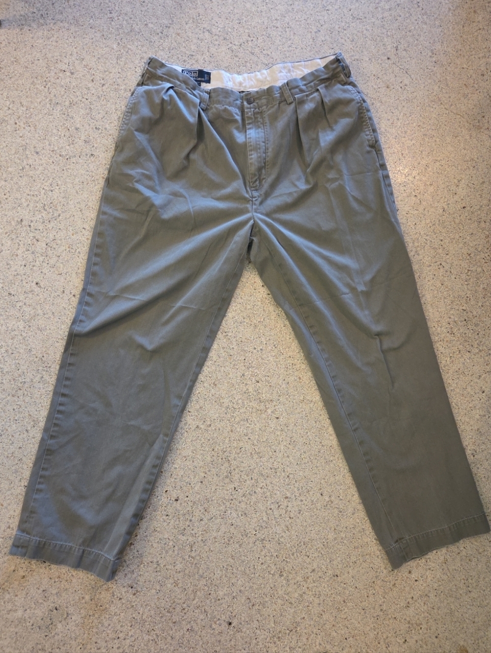 Ralph Lauren Polo Pleated Chino Pants Sage Green 38 X 32 Mens Vintage Casual